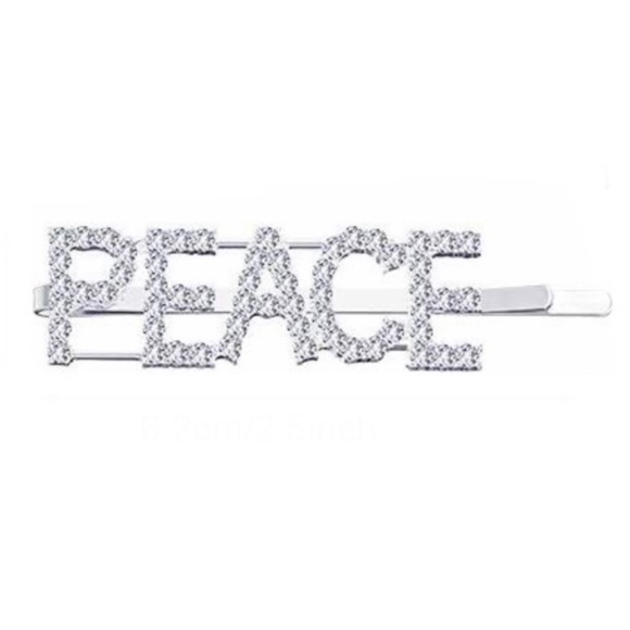 PEACE Rhinestone Bobby Pin Barrette Hair Clip - Picture 7 of 8
